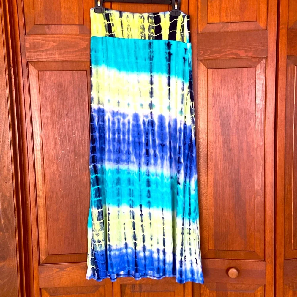 BCX Multicolor Tie-Dye Boho Maxi Skirt